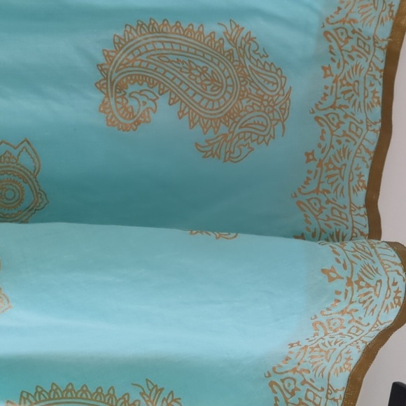 Soft Surroundings lined lightweight maxi boho turquoise and Gold Women's Skirt - Picture 3 of 6